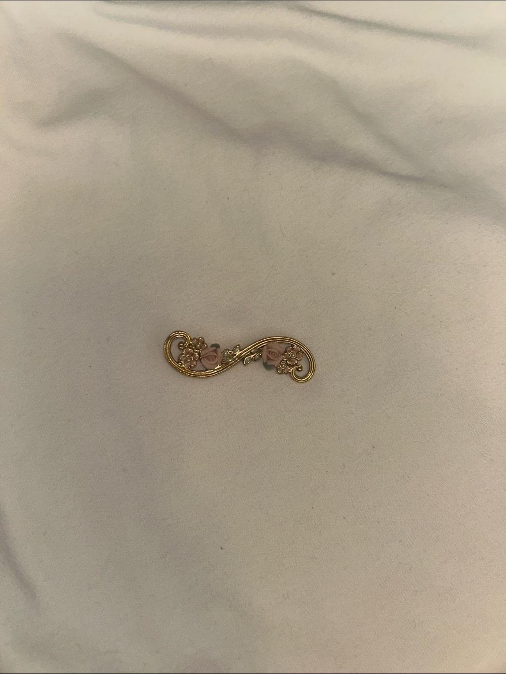 Gold-tone Pink Rose Swirl Brooch - Women Jewelry